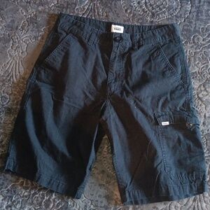 Vans Men's Size 30 Seersucker Cargo Shorts Black Button Down Back Pockets Skater